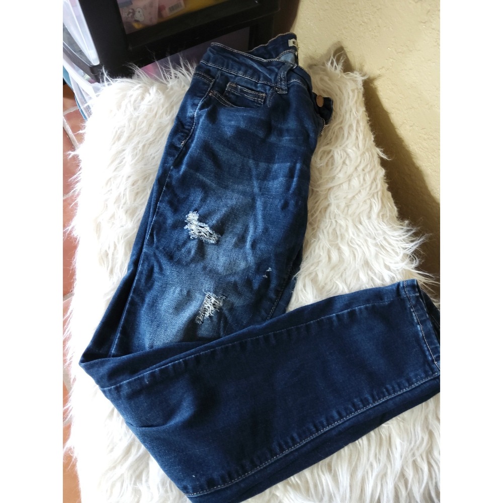Encore Distressed Skinny Jeans Dark Wash Denim Size 5